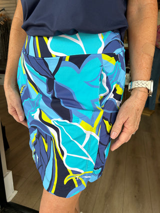 Turquoise and Navy Print Skort 1