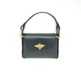 German Fuentes Italian Fine Leather Handbag with Gold Bee