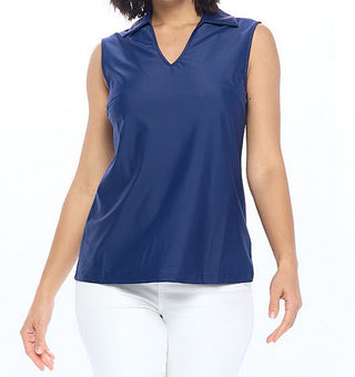 Sleeveless Navy Collar Top Front View