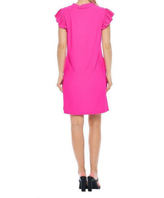 Tracy Pink Ruffle Cap Sleeve Dress Back View