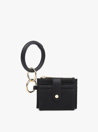 Black Mini Snap Wallet with Wristlet Ring