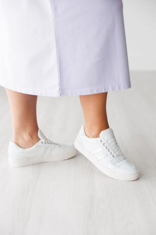 Corkys White Rizz Sneakers with Subtle Metallic Stripes - Tennis Shoes