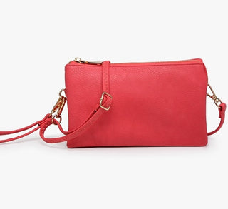 Coral Berry Pink Wristlet Crossbody Handbag