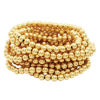 Splendid Iris Gold 6mm Beaded Stretch Bracelet