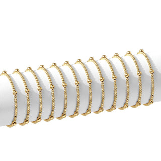 Splendid Iris Gold 3mm Bead Stretch Bracelet