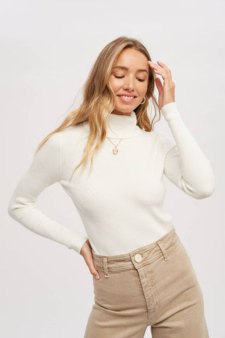 Ribbed Turtle Neck Sweater | Slim Fit Mid-Length Pullover