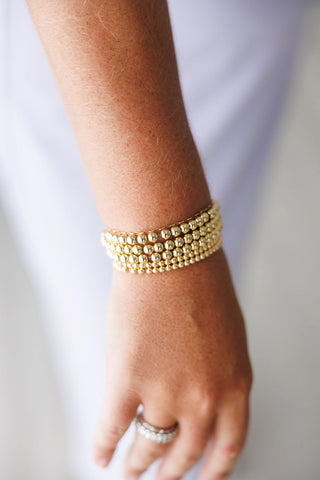 Splendid Iris Gold 4mm Bead Stretch Bracelet