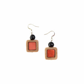 Paulette Earrings Poppy Coral/Black