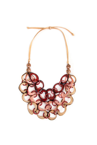 Triana Necklace: Burgundy/Pink/Cafe con Leche Organic Tagua Jewelry
