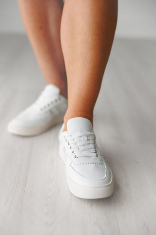 Corkys White Rizz Sneakers with Subtle Metallic Stripes - Tennis Shoes