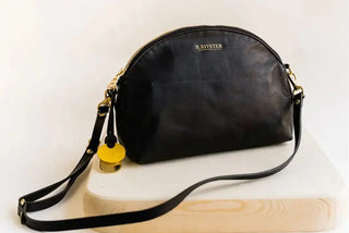 Hopper Black Leather Crossbody Handbag