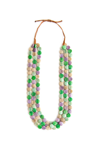 Sarita Necklace: Pink/Charcoal Gray/Ivory Organic Tagua Jewelry