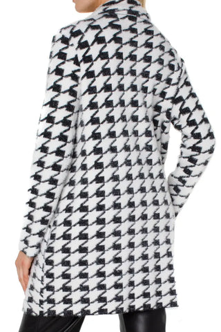 Liverpool Houndstooth Black White Cardigan Back Angle
