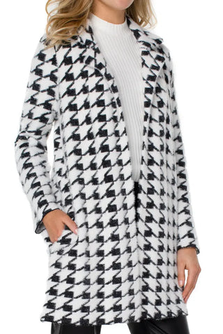 Liverpool Houndstooth Black White Cardigan Front Angle