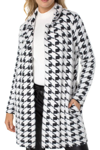 LIVERPOOL Liverpool Houndstooth Black White Cardigan Front Angle 2