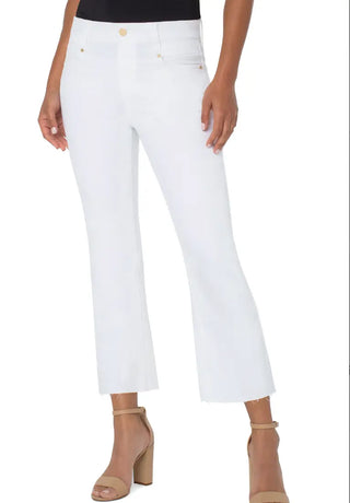 Liverpool Gia Glider Crop Flare With Back Pleat 25.5-inch Inseam WHITE LIVERPOOL