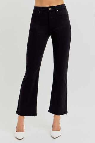 Black Tummy Control E.Band High Rise Crop Straight Jeans