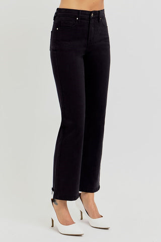 Black Tummy Control E.Band High Rise Crop Straight Jeans