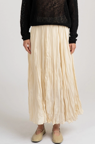 Ivory Cream Crinkle Maxi Skirt