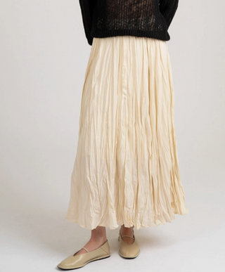 Ivory Cream Crinkle Maxi Skirt