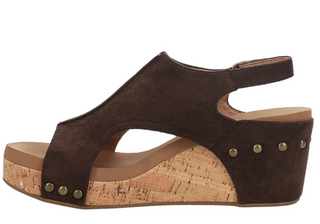 Corkys Chocolate Brown Faux Suede Carley Wedge