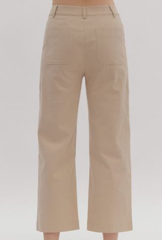 Sand Beige High-Waisted Wide Leg Pants