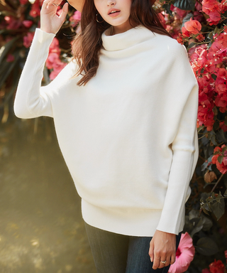 Cream Slouch Neck Dolman Pullover Sweater