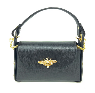 German Fuentes Italian Premium Leather Handbag with Gold Bee Emblem - Harlynn & Gray