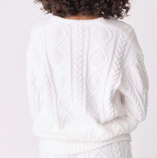 PJ SALVAGE Chenille Cozy SOFT Cable V-Neck Sweater