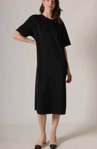 LUXE Black Butter Soft Scuba T-Shirt Dress