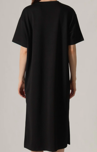 LUXE Black Butter Soft Scuba T-Shirt Dress