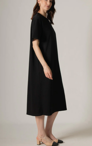 LUXE Black Butter Soft Scuba T-Shirt Dress