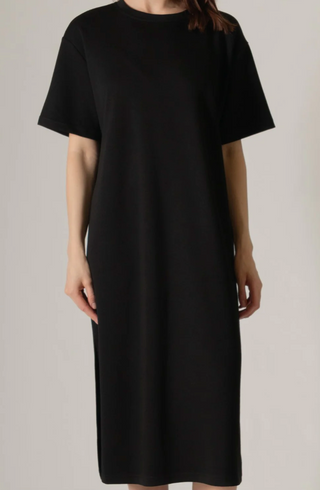 LUXE Black Butter Soft Scuba T-Shirt Dress