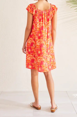 Orange Floral Cap Sleeve Midi Dress 7