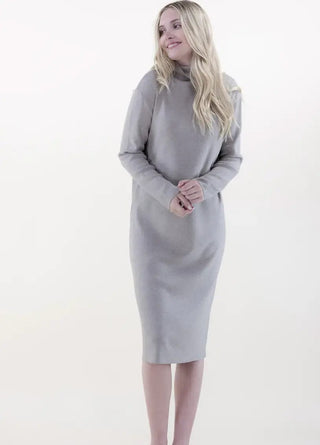 Harlynn & Gray Apparel DRESS Khaki Taupe Casual Turtle Neck Sweater Dress