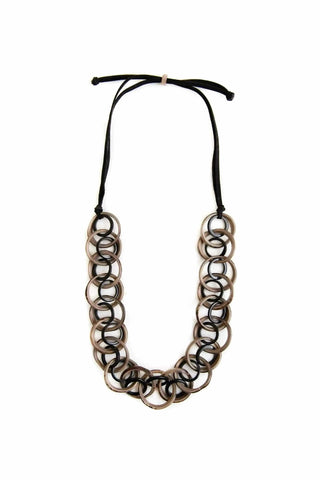 Organic Tagua Jewelry Jewelry Angeles Necklace: Onyx Black/Charcoal Gray