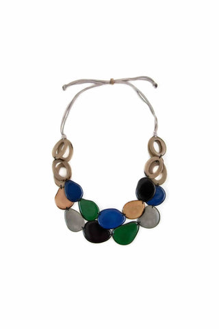 Organic Tagua Jewelry Jewelry Charcoal Gray/Royal Blue/Forest Green