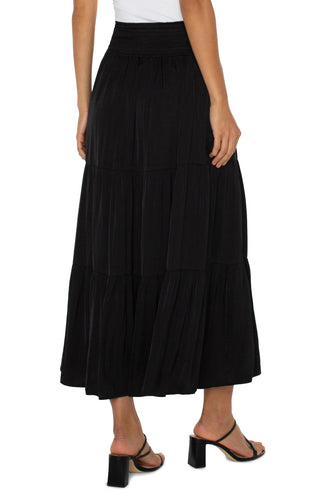 LIVERPOOL Tiered Woven Maxi Skirt with Smocked Waist