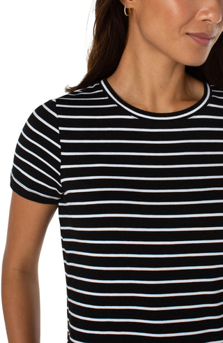 Liverpool Black Crew Neck Top with White Stripe Classic Tee