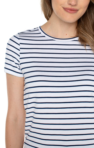 Liverpool White Crew Neck Top with Navy Stripe Classic Tee