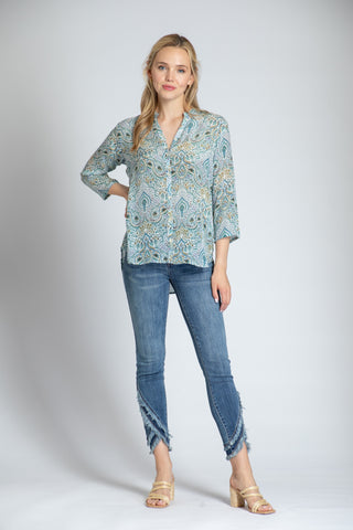 APNY Teal Paisley Top