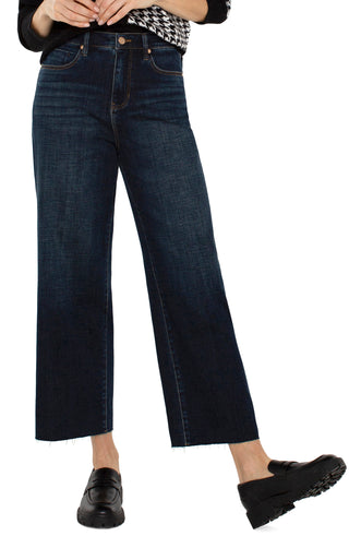 LIVERPOOL Stride Dark Blue Wide Leg Crop Jeans - 26" Inseam