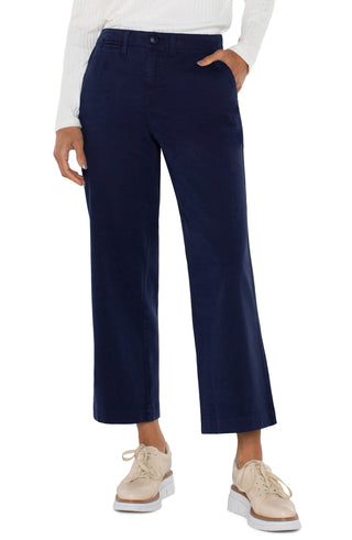 LIVERPOOL Navy Lapis Ink Blue Wide Leg Crop Chino Trousers