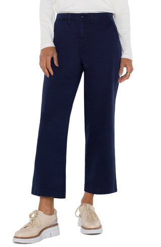 LIVERPOOL Navy Lapis Ink Blue Wide Leg Crop Chino Trousers