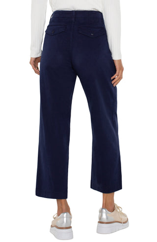 LIVERPOOL Navy Lapis Ink Blue Wide Leg Crop Chino Trousers